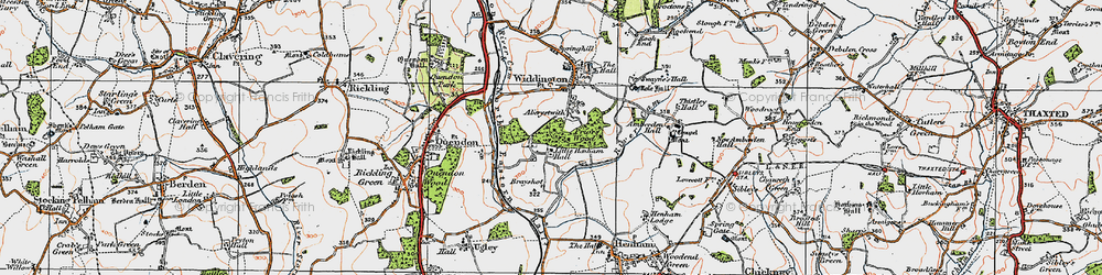 Old map of Little Henham in 1919