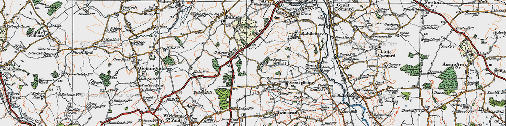Old map of Little Henny in 1921