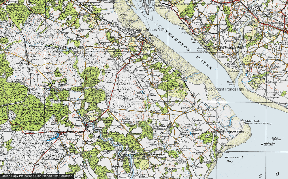 Old Map of Historic Map covering Holbury Purlieu in 1919