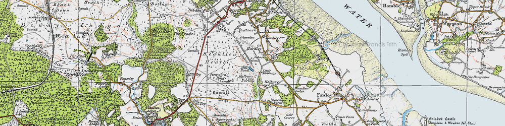 Old map of Little Holbury in 1919