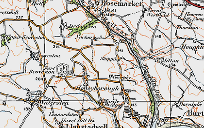 Old map of Little Honeyborough in 1922