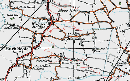 Old map of Little Hoole Moss Houses in 1924