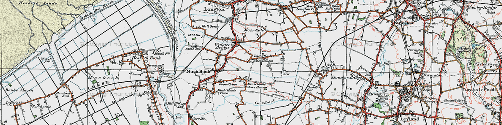 Old map of Little Hoole Moss Houses in 1924