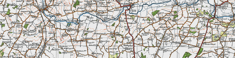 Old map of Little Horkesley in 1921