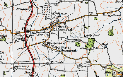 Old map of Little Hormead in 1919