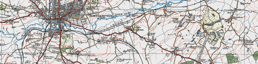 Old map of Little Houghton in 1919