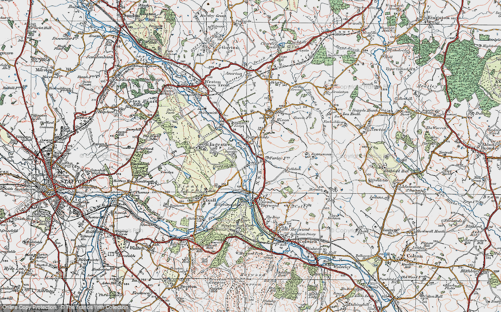 Old Map of Little Ingestre, 1921 in 1921