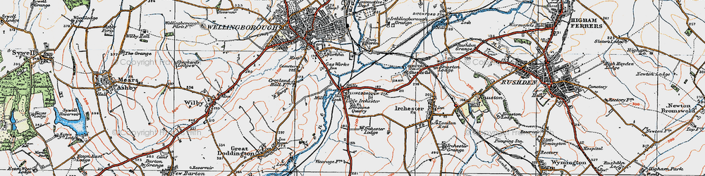 Old map of Little Irchester in 1919