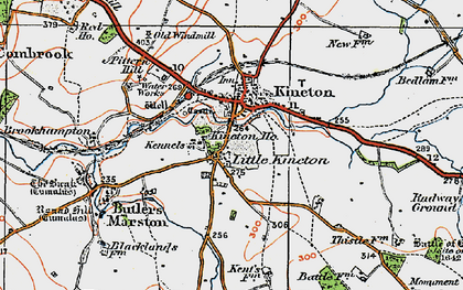Old map of Little Kineton in 1919
