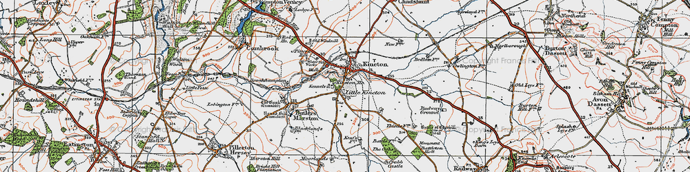 Old map of Little Kineton in 1919