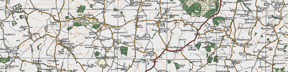 Old map of Little Knowles Green in 1921