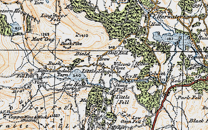 Old map of Little Langdale in 1925