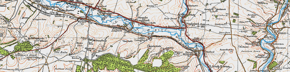 Old map of Little Langford in 1919