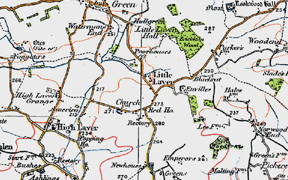 Old map of Little Laver in 1919