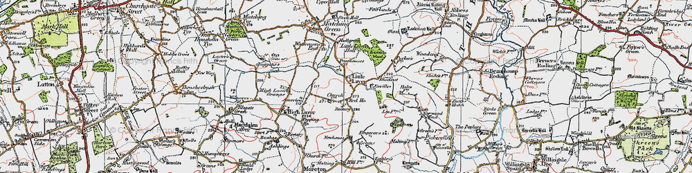 Old map of Little Laver in 1919