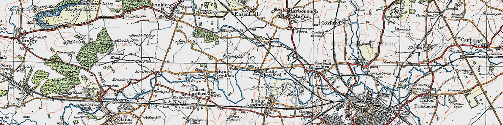 Old map of Little Lawford in 1920