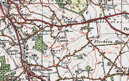 Old map of Little Lepton in 1925