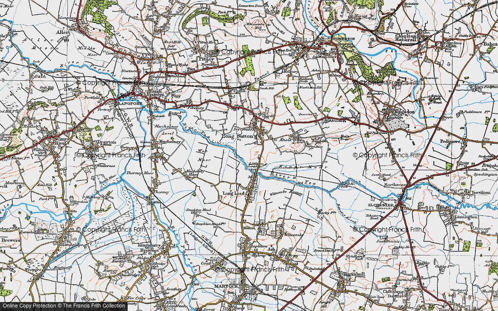 Old Map of Historic Map covering Wet Moor in 1919