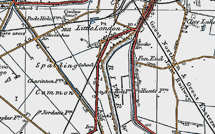 Old map of Spalding Common in 1922