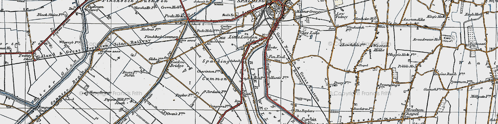 Old map of Spalding Common in 1922