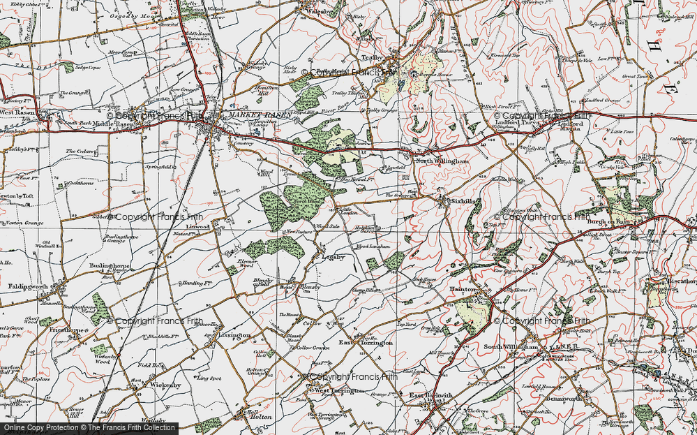 Old Map of Historic Map covering Wood Side in 1923