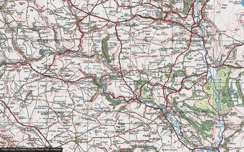 Old Map of Little Longstone, 1923 in 1923