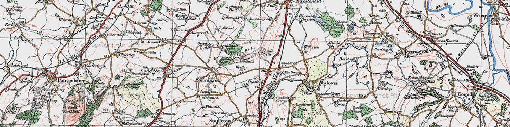 Old map of Little Lyth in 1921