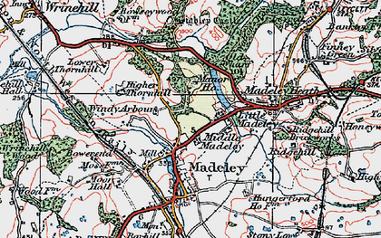 Old map of Little Madeley in 1921