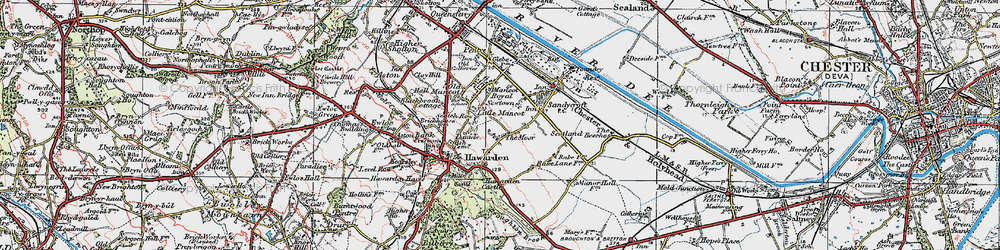 Old map of Little Mancot in 1924