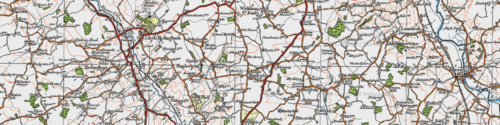 Old map of Little Maplestead in 1921