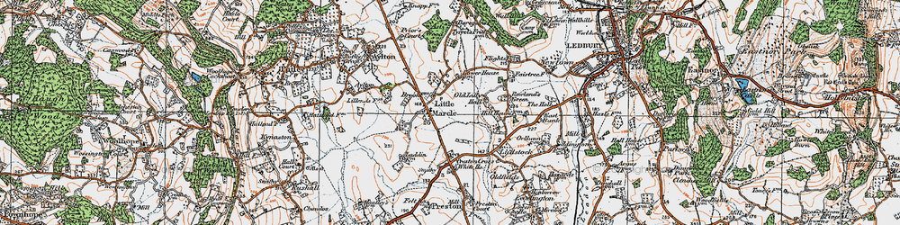 Old map of Preston Cross in 1920