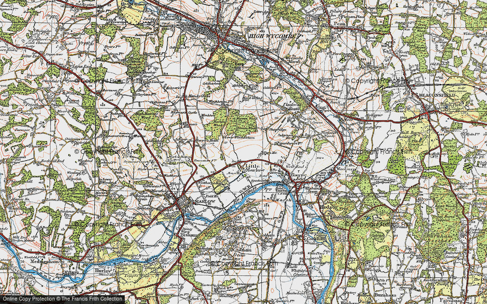 Old Map of Historic Map covering Bloom Wood in 1919