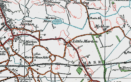 Old map of Little Marton in 1924