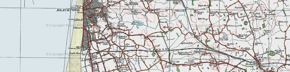 Old map of Little Marton in 1924