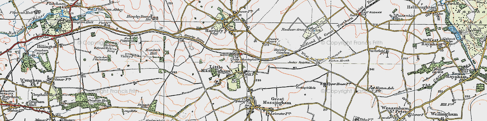 Old map of Little Massingham in 1921
