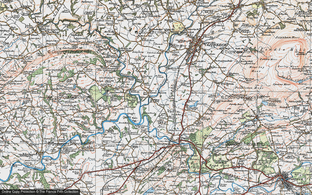 Old Map of Little Mitton, 1924 in 1924