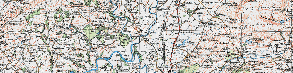 Old map of Little Mitton in 1924