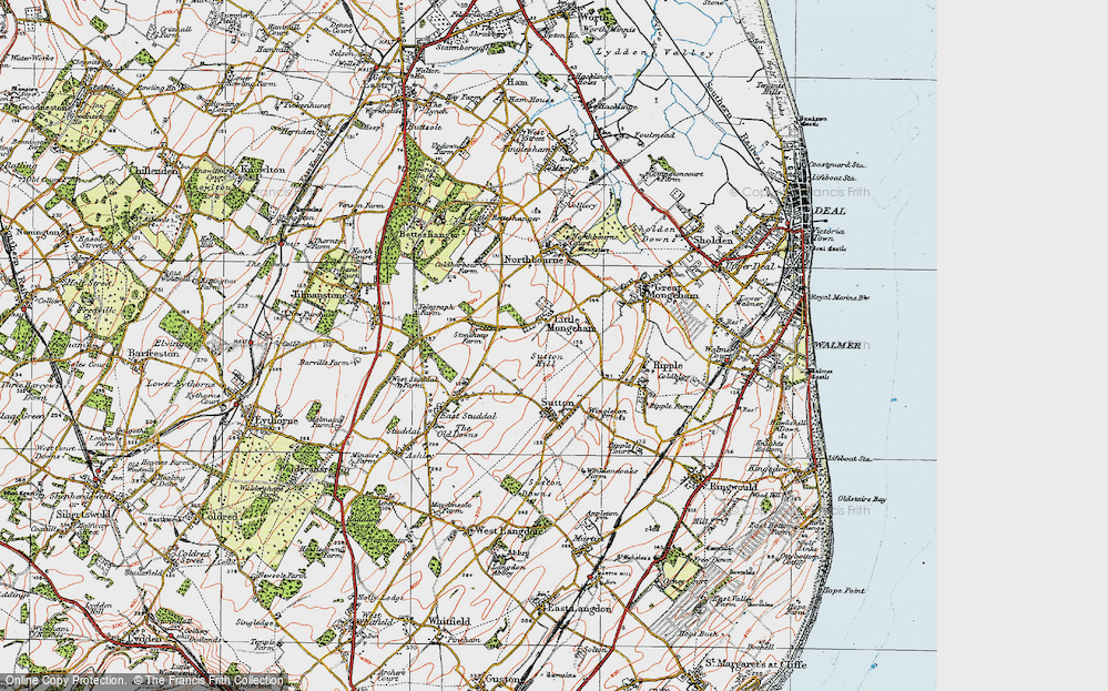 Old Map of Little Mongeham, 1920 in 1920