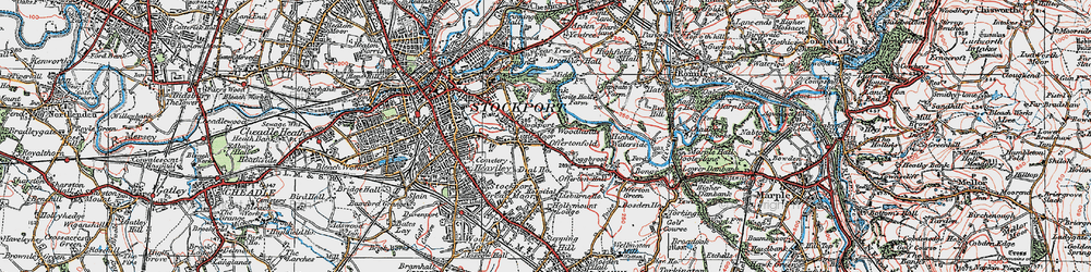 Old map of Little Moor in 1923