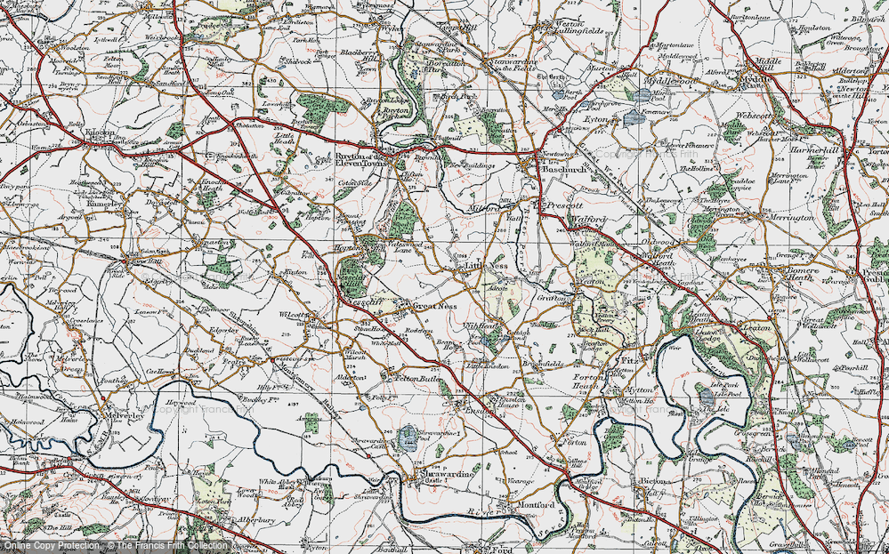 Old Map of Historic Map covering Adcote in 1921