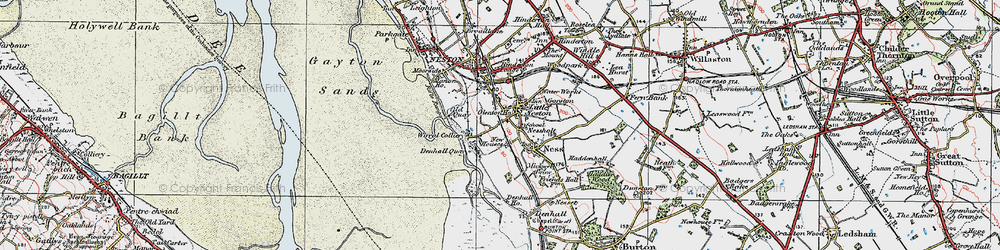 Old map of Little Neston in 1924