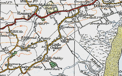 Old map of Little Oakley in 1921