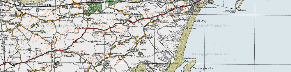 Old map of Little Oakley in 1921