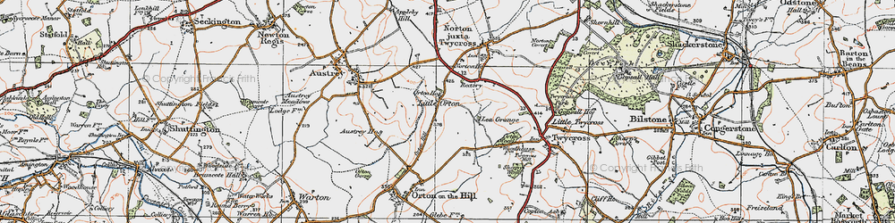 Old map of Austrey Ho in 1921