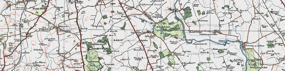 Old map of Little Ouseburn in 1925