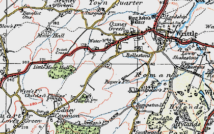 Old map of Little Oxney Green in 1920