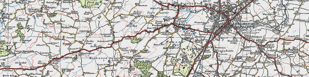 Old map of Little Oxney Green in 1920