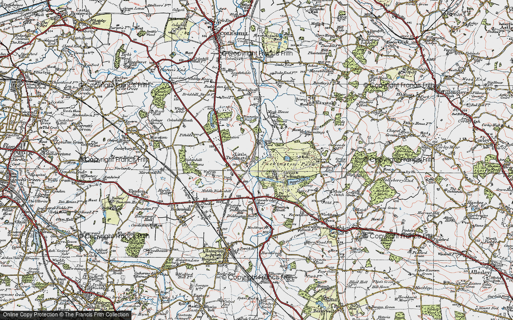 Old Map of Historic Map covering Bannerley Pool in 1921