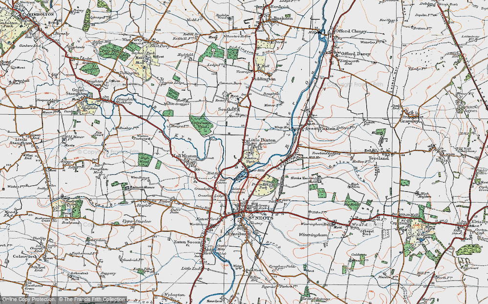 Old Map of Little Paxton, 1919 in 1919