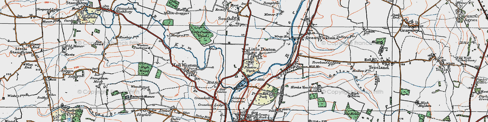 Old map of Little Paxton in 1919